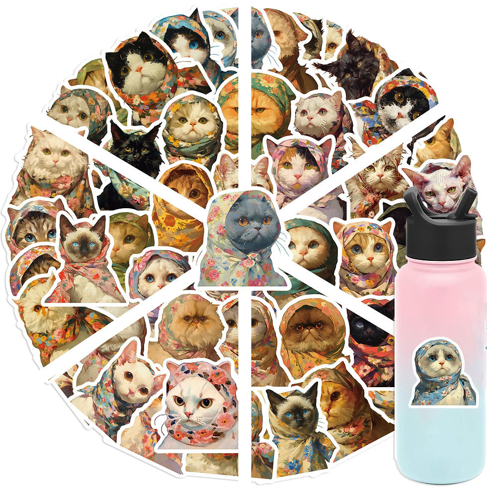 Thumbnail: 50pcs Kawaii Animals Cat Meme Sticker Sticky Aesthetic Decorative Scrapbook Cute