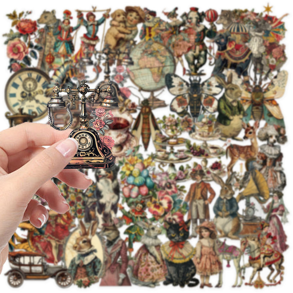 Thumbnail: 50PCS Transparent Victorian Era Sticker Pack - Waterproof Clear PET for Scrapboo