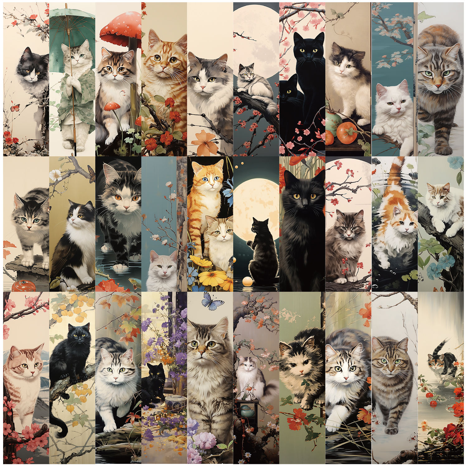 30PCS Japanese Style Cat Bookmarks European and Shadow Decoration Creative Lands
