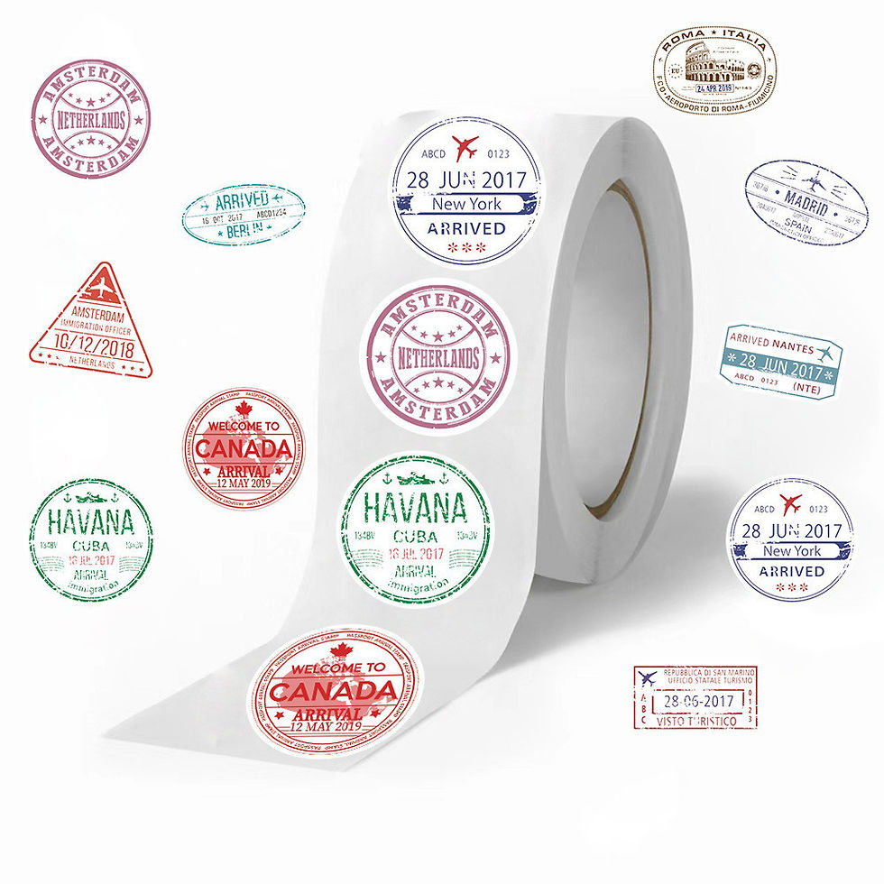 Thumbnail: Cute Passport Stamp Series Roll Stickers (500 Pcs/Roll) - PVC Decorative Decals 