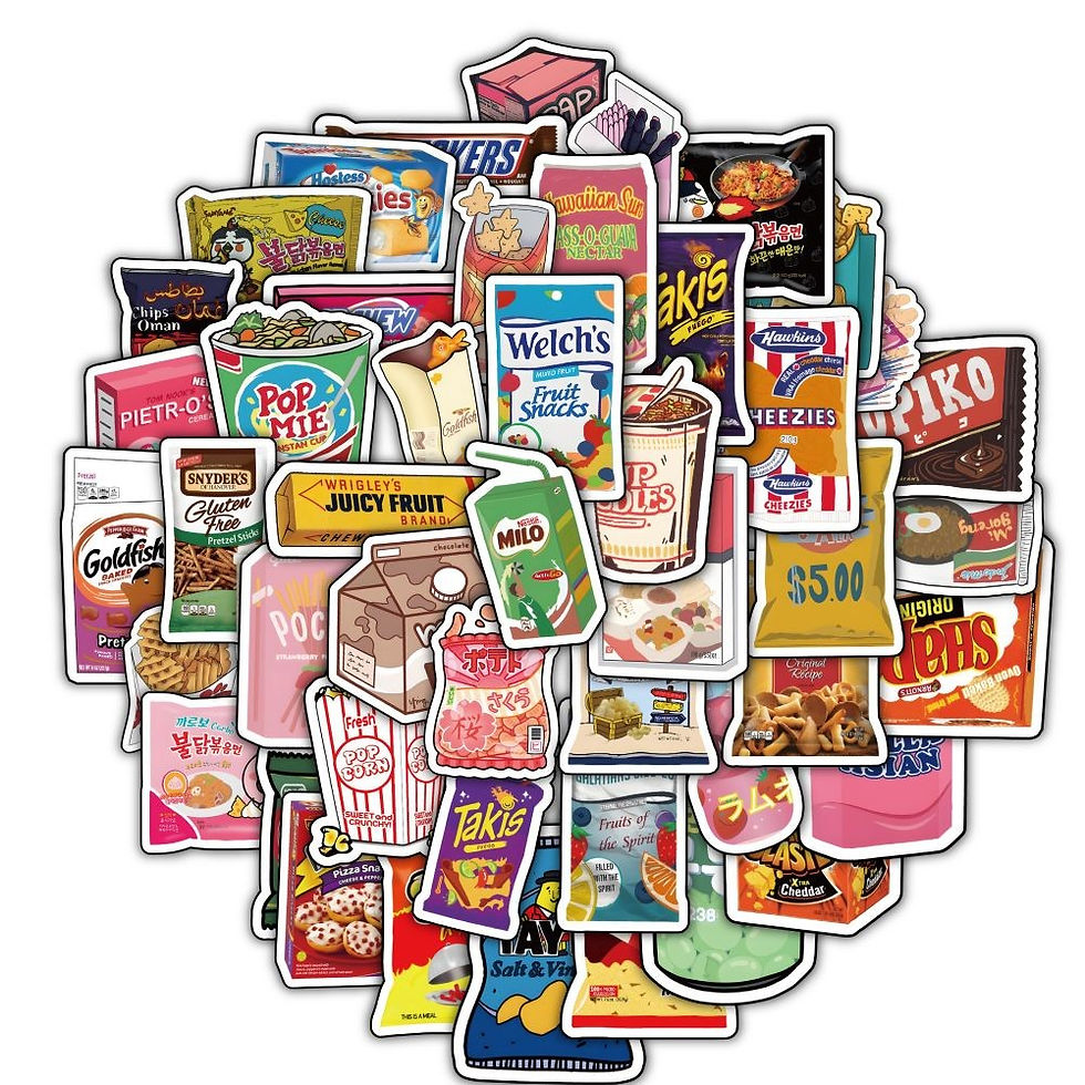Thumbnail: 60Pcs Snack Pack Style A Sticker Set - Foodie Decor for Journals & Crafts Record