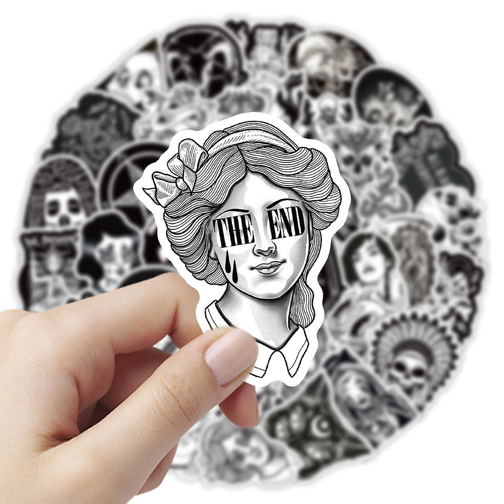 Thumbnail: 52Pcs Black & White Gothic Punk Stickers for DIY Journal Laptop Decoration Recor