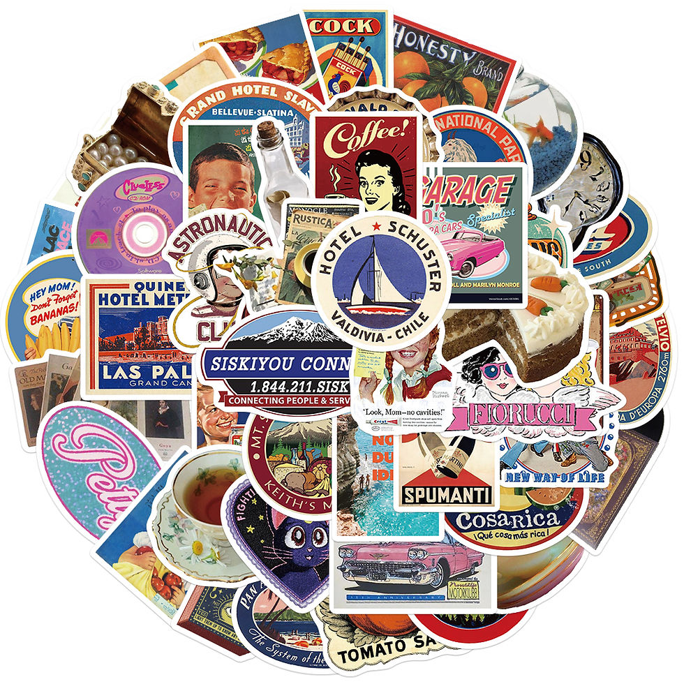 Thumbnail: 50pcs Cool Vintage Stickers Retro Decal For Skateboard Laptop Phone Bike Car Fun