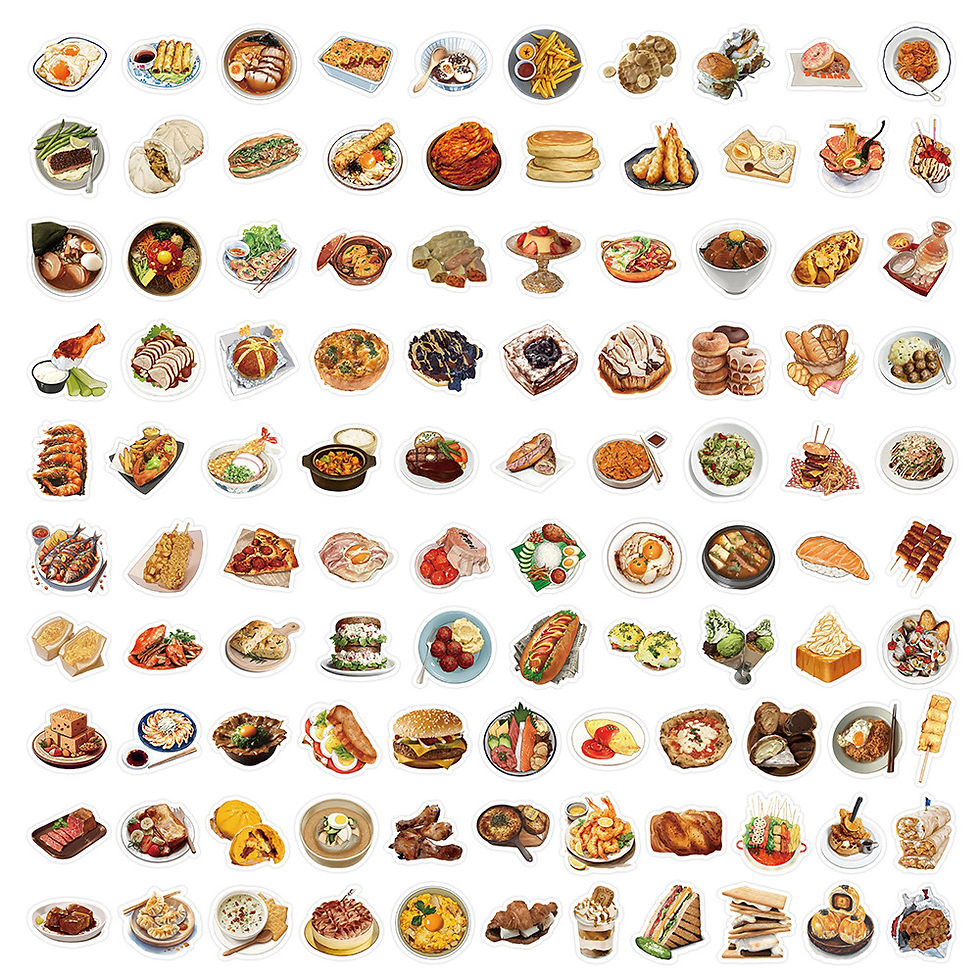 Thumbnail: 103 Pcs Realistic Food Stickers - Vivid Decor for Journals, Phone Cases, Water B