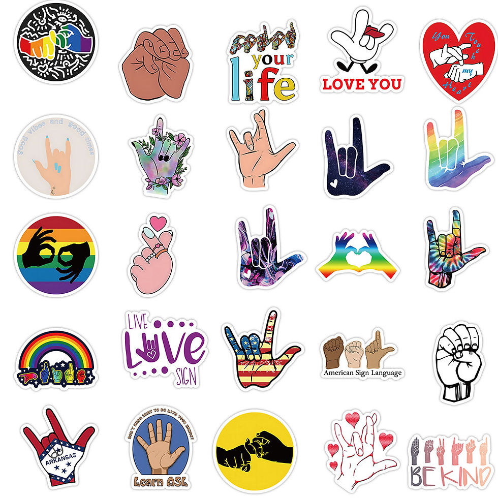 Thumbnail: ASL Sign Language Stickers (50Pcs) - ABC Learning Decor for Kids - Murah & Bergu