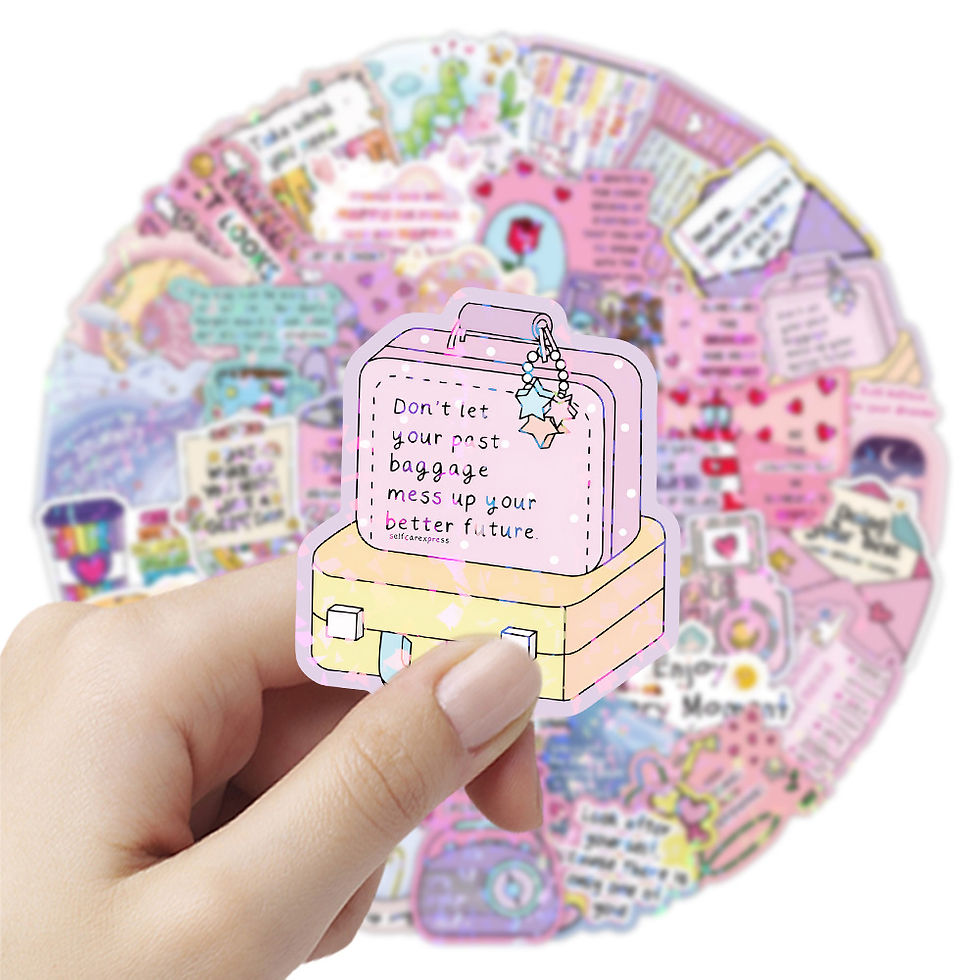 Thumbnail: 100/200PCS Cute Text Quotes Aesthetic Laser Stickers Notebook Water Cup Desktop 