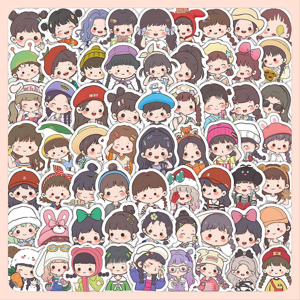 Thumbnail: 100PCS Ins Cartoon Cute Girls Graffiti Stickers for Bicycle Hand Account Pencil 
