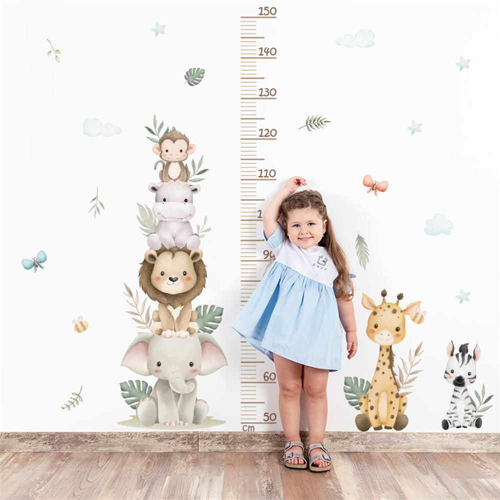 Children's Growth Chart Sticker Jungle Safari Animals Height Ruler - Removable W