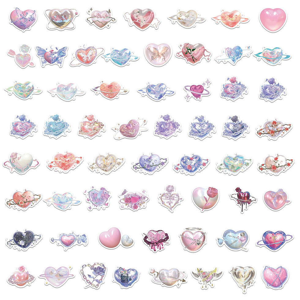 Thumbnail: 60Pcs Korean Style Rose Heart Guka Stickers - 3D Visual Waterproof Decor for Pho