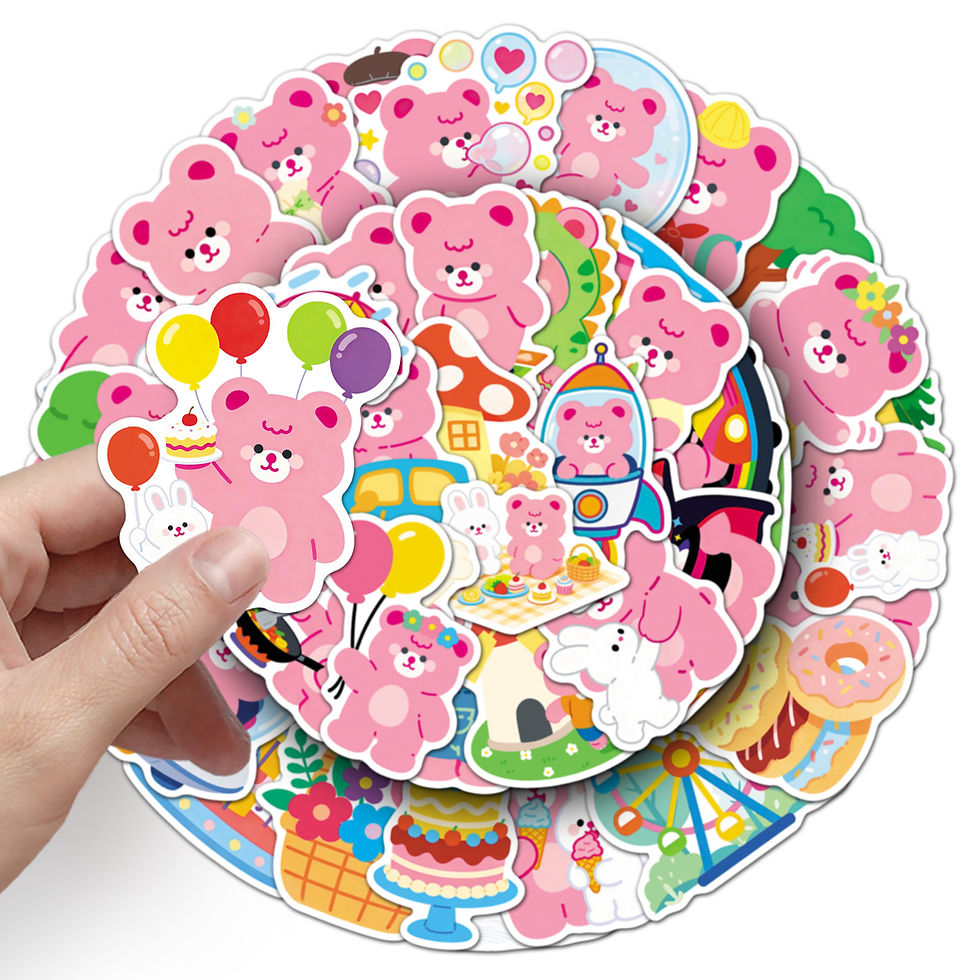 Thumbnail: 50PCS Spring Bear Aesthetic Stickers Cute Pink Hand-drawn Cartoon Animal Waterpr