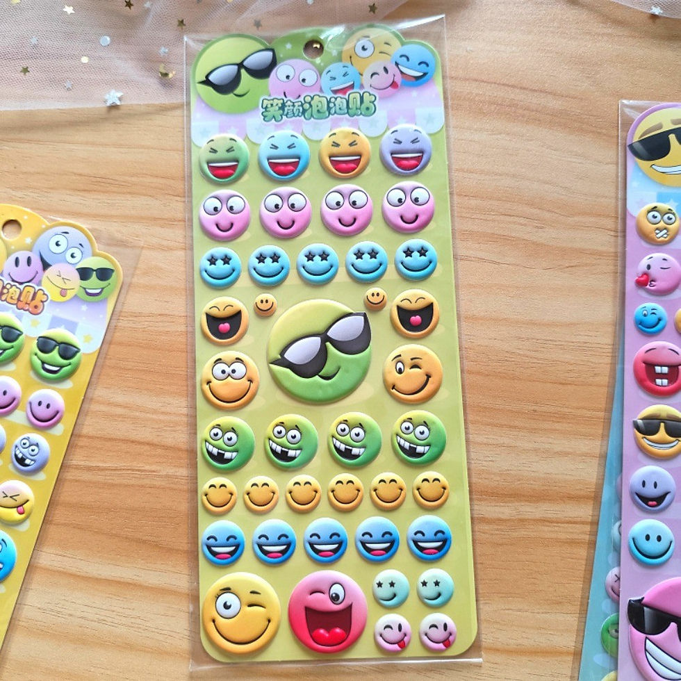 Thumbnail: 4-Piece 3D Stereo Foam Smiley Face Stickers - Cute Cartoon Expression Adhesive S