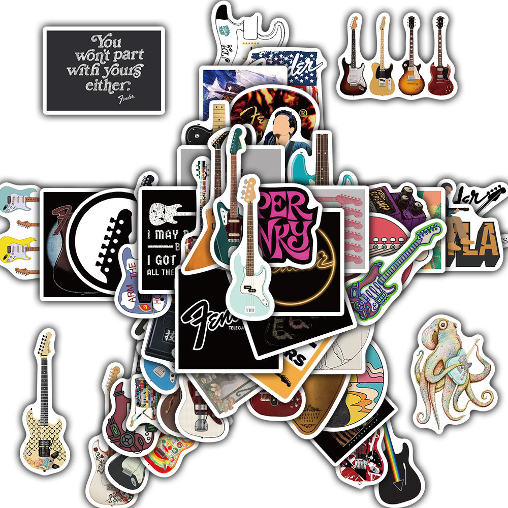 50PCS Guitar Sticker Snowboard Scrapbook DIY Laptop Graffiti Luggage Refrigerato