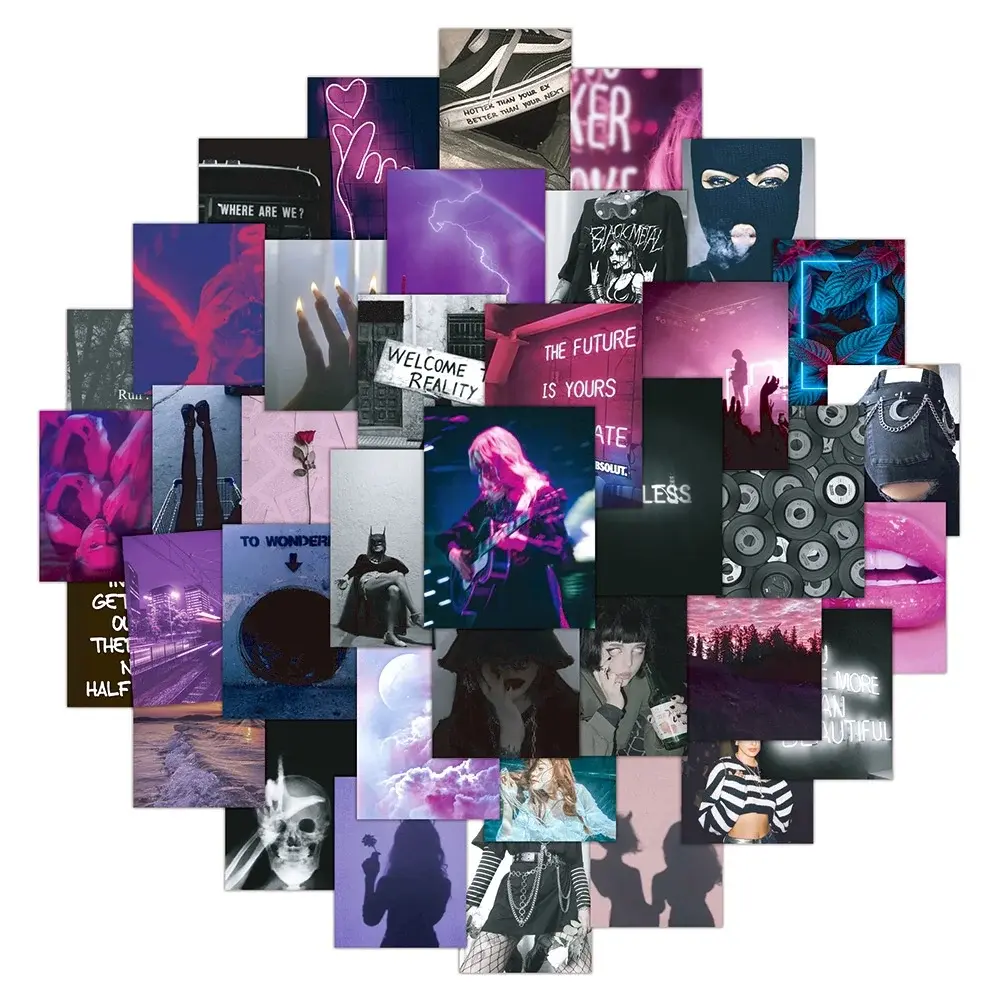50PCS Purple Black Posters Personalized and Creative Waterproof Graffiti Sticker
