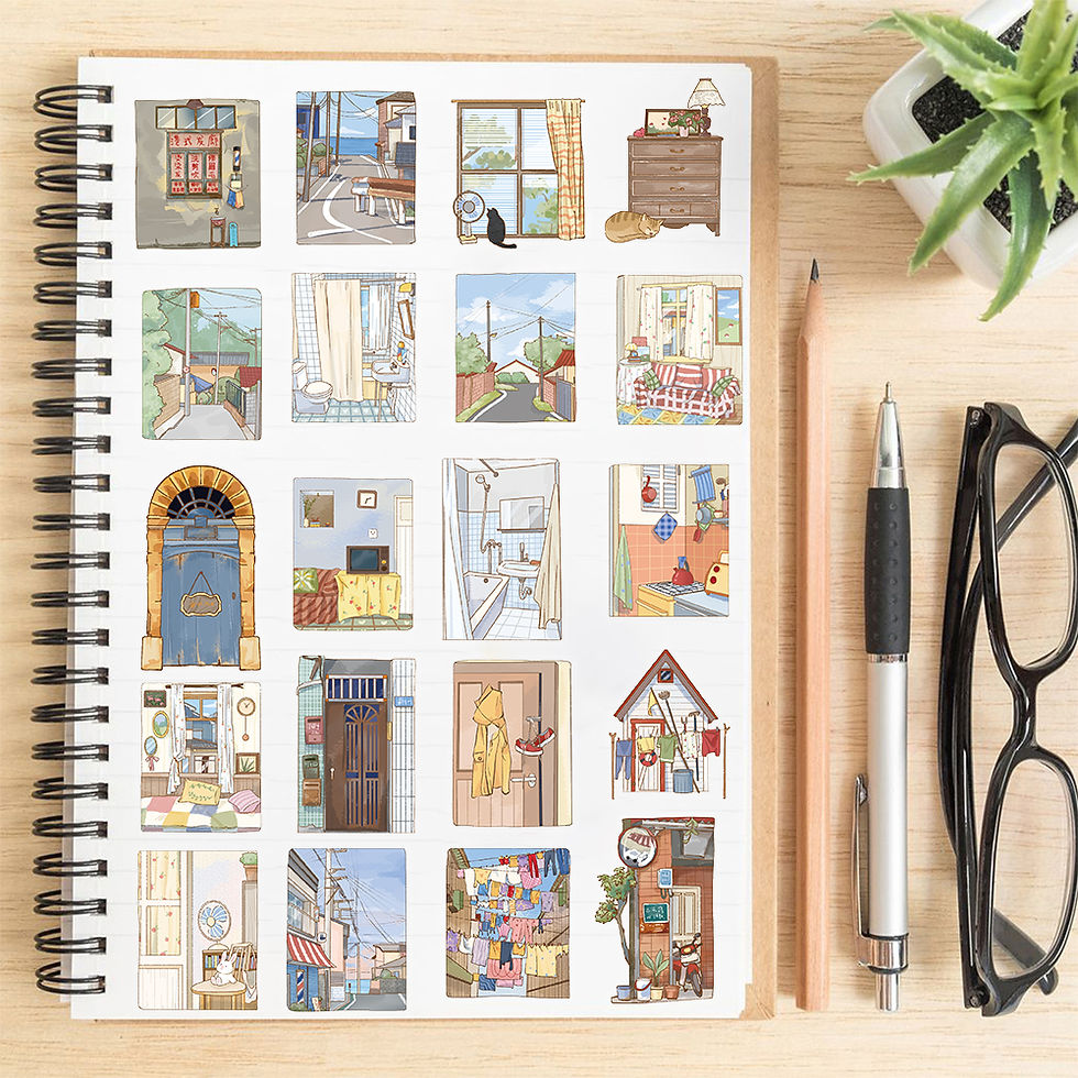 Thumbnail: 50PCS Alley houses Sticker Notebook Graffiti Landscape Waterproof Coffee Laptop 