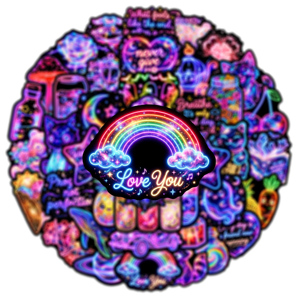 Thumbnail: 50/100PCS Cartoon Cool Neon Light Graffiti Stickers Decorative Luggage Guitar Sk