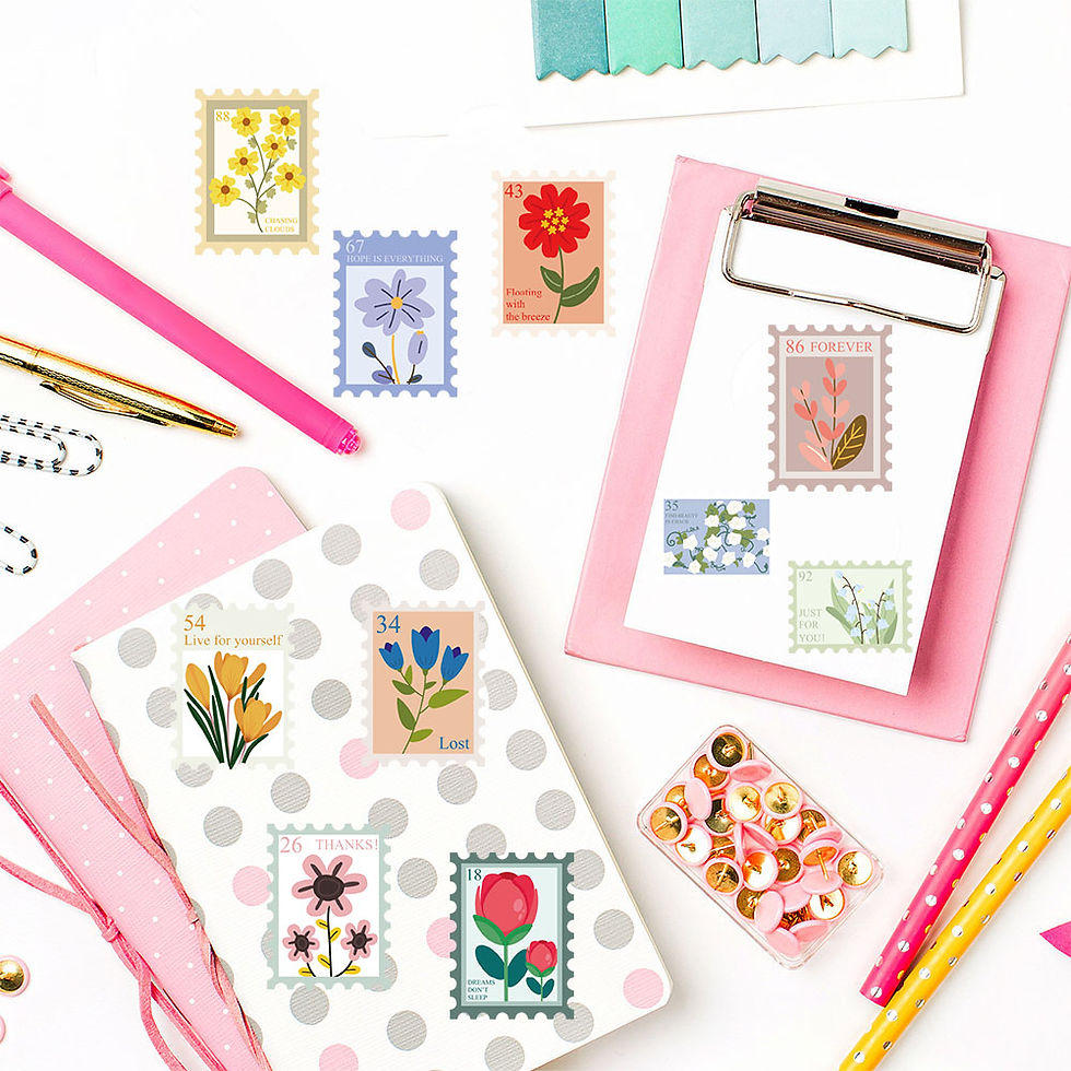 Thumbnail: 500PCS Flower Stamps Roll Sticker Harajuku Cartoon Y2k Fashion Scrapbook Graffit