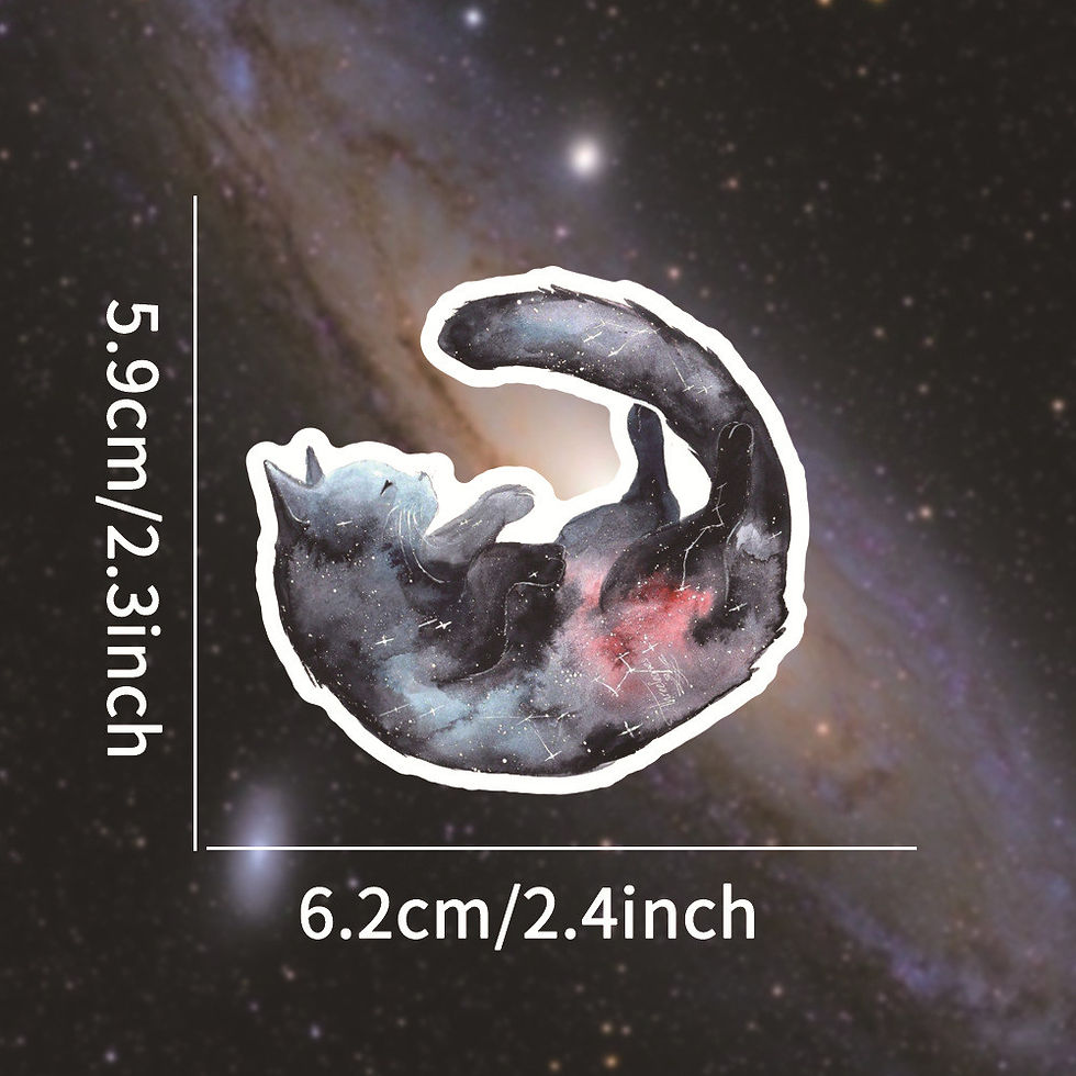 Thumbnail: 50PCS Cartoon Starry Sky Cat Graffiti Stickers - Cute Cat Design Waterproof Deco