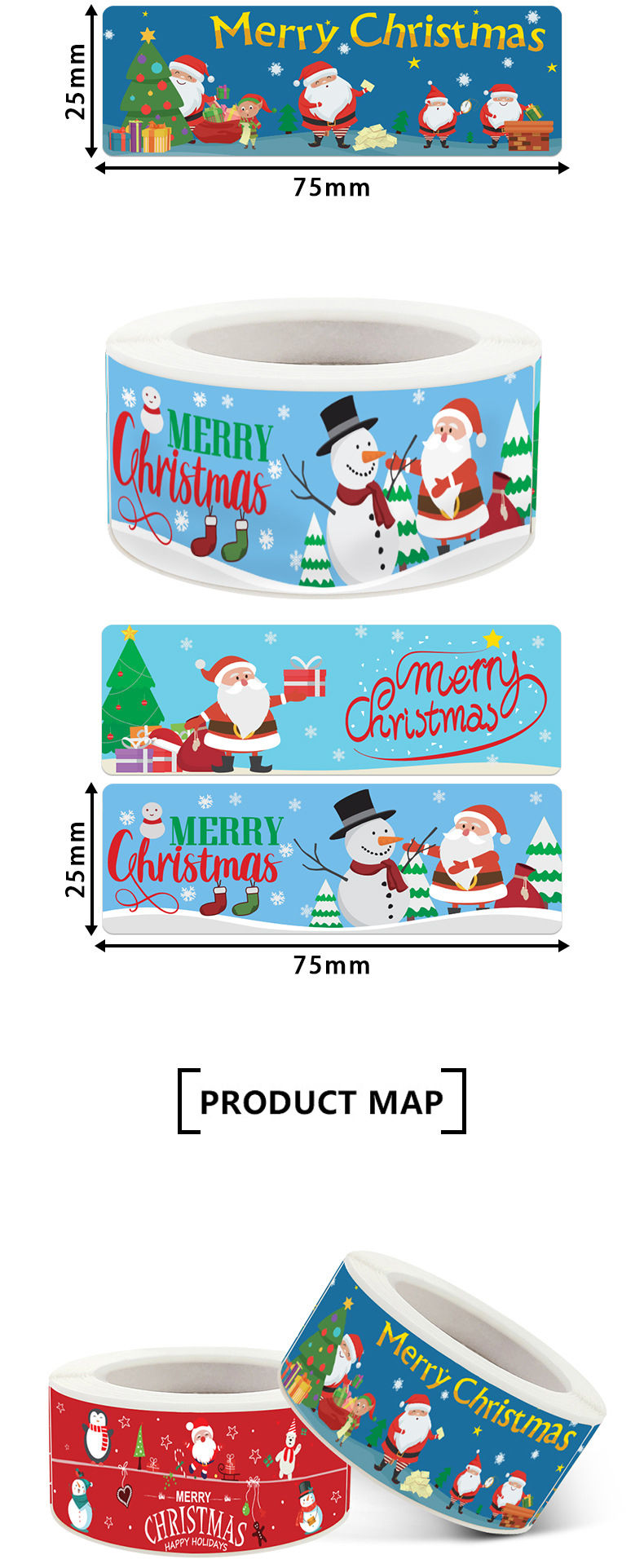 Thumbnail: 120PCS Christmas Snowman Adhesive Labels Stickers Gift Name Tags Merry Christmas