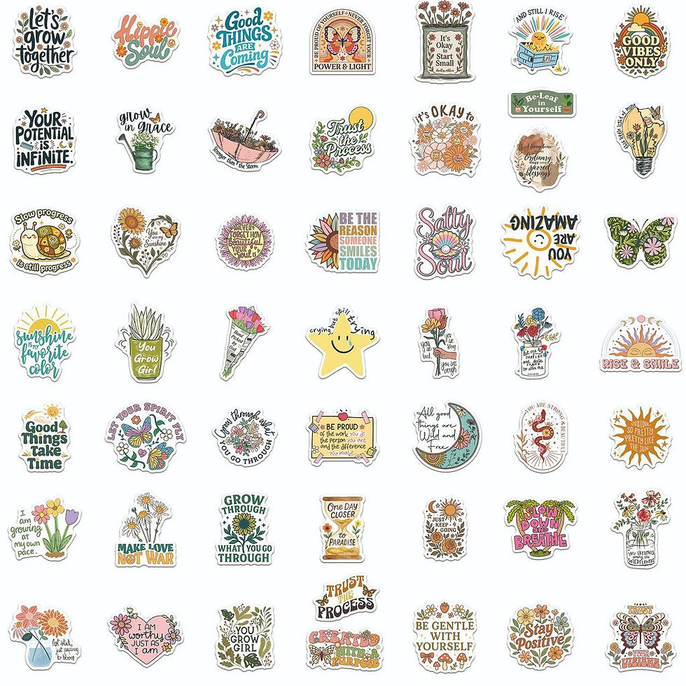Thumbnail: 50Pcs Healing Floral Motivational Stickers Waterproof Decals For Notebook Cup De