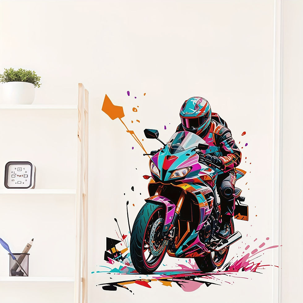 Thumbnail: Two sizes of cool motorcycle stickers for rooms, beloved motorcycle stickers for
