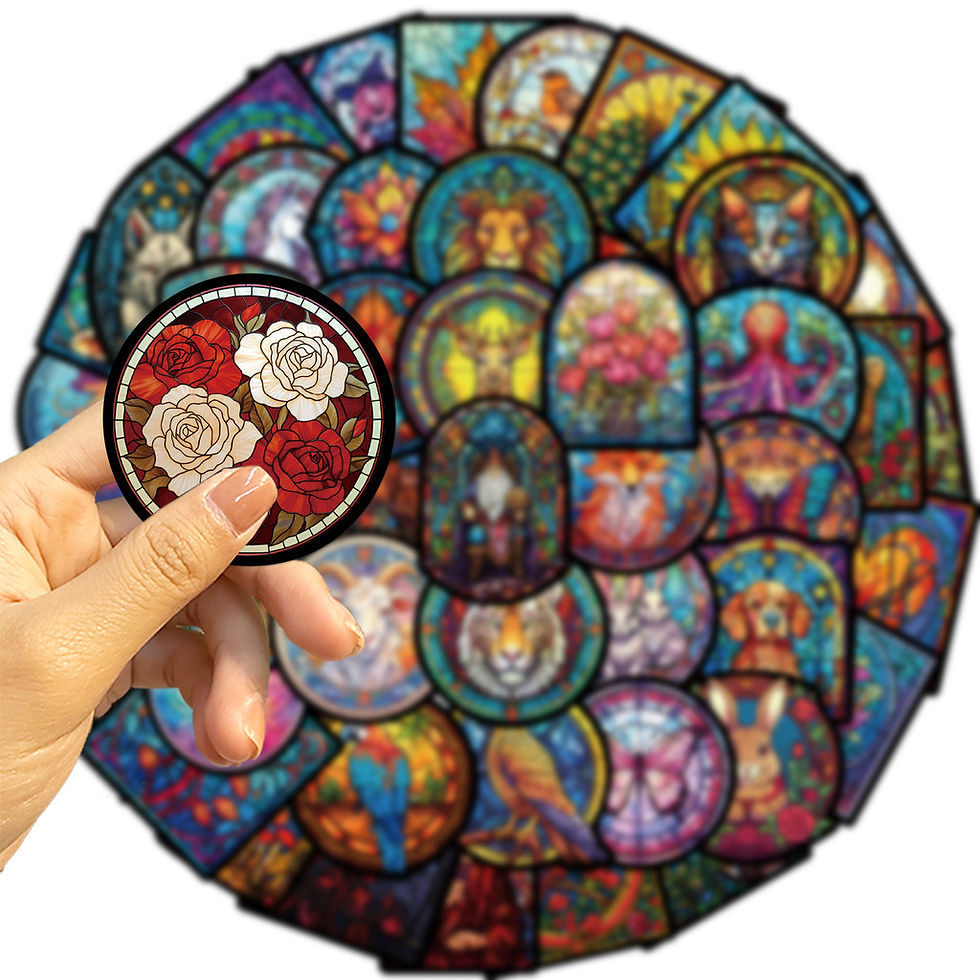 Thumbnail: 50Pcs Cartoon Stained Glass Graffiti Stickers Waterproof DIY Decals for Guitar N