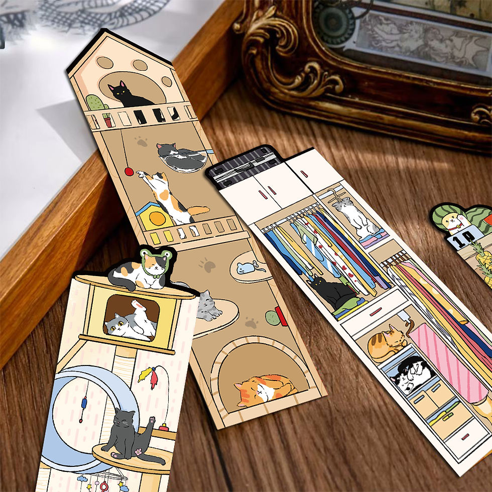 Thumbnail: 30PCS Cartoon Cat World Bookmark Card Reading Laptop Luggage Waterproof Graduati
