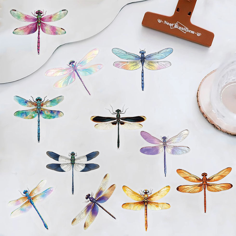 Thumbnail: 50PCS Cartoon Colour Dragonfly Stickers Graffiti Nostalgia Decals Laptops Phone 