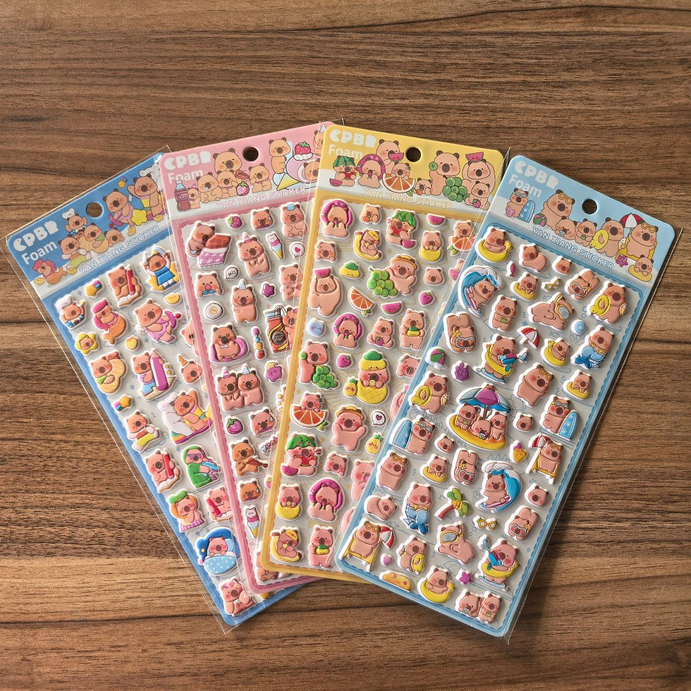 Thumbnail: 4 Sheets CPBB Bear Foam Stickers - Adorable Cartoon Bear Decals for DIY Crafts, 