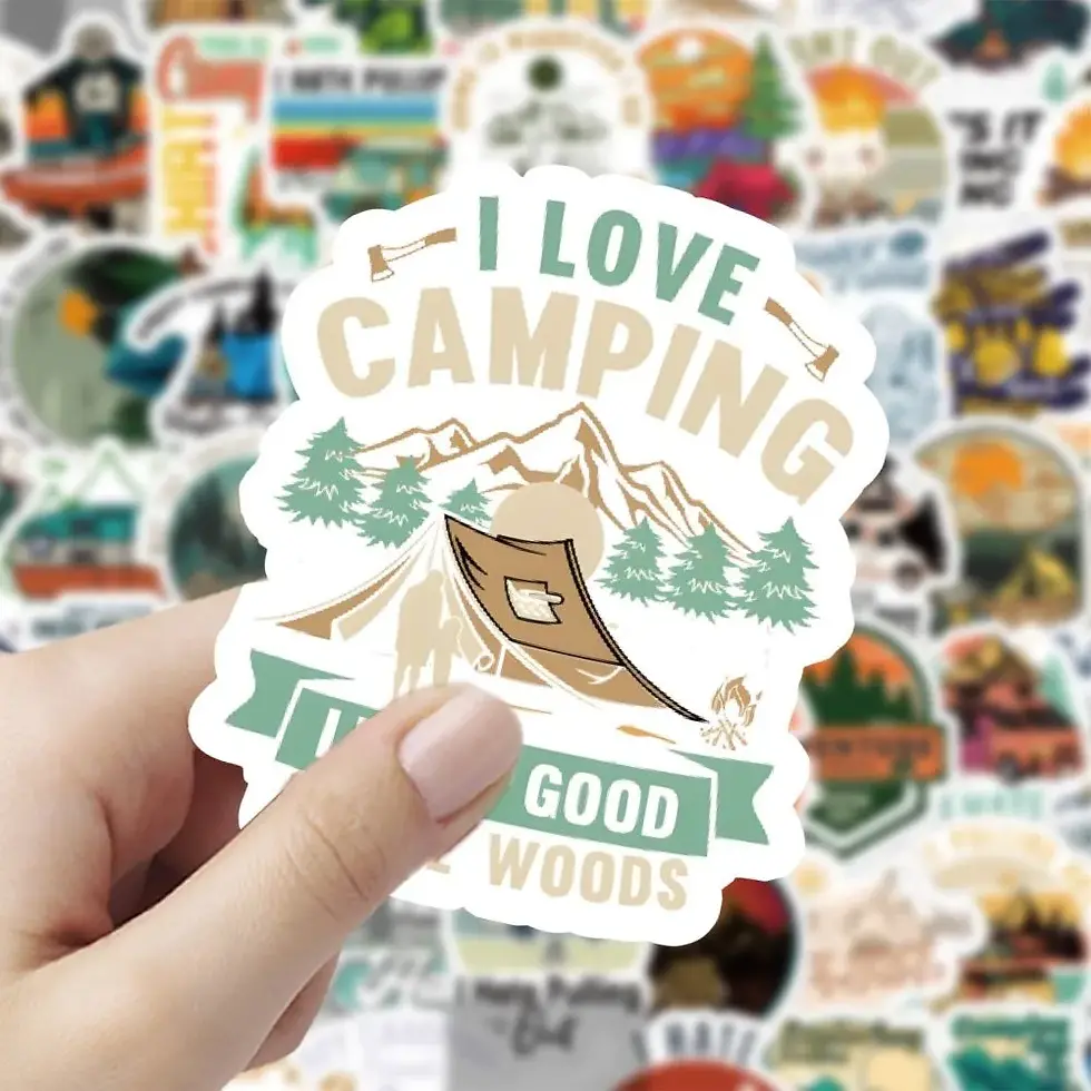 Thumbnail: 60Pcs Outdoor Camping Style A Sticker Set - Adventure Decor for Journals & Gear 