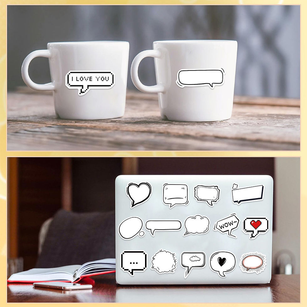 Thumbnail: 50PCS Black & White Bubble Frame Graffiti Stickers - Waterproof DIY Decor for Gu