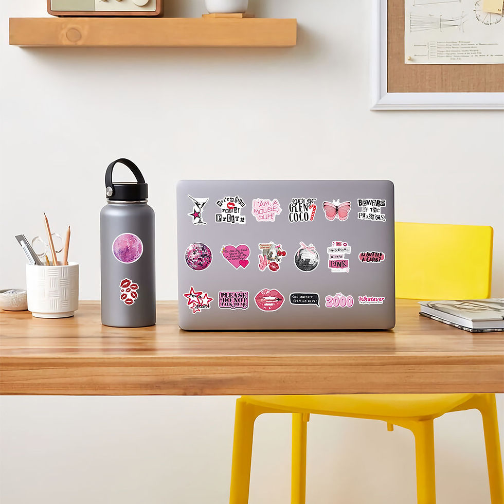 Thumbnail: 52 Pcs Pastel Pink Decorative Stickers - Adorable Decals for Scrapbook & DIY Jou