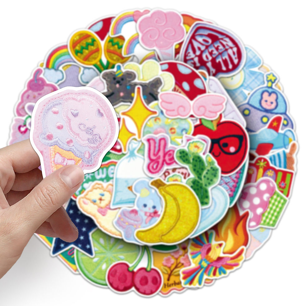Thumbnail: 50/100PCS Embroidered Fabric Cartoon Graffiti Stickers Cute I Stationery Decorat