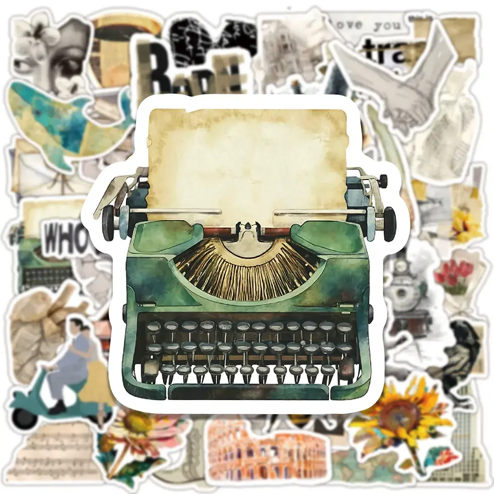 Thumbnail: 50pcs Retro Newspaper Stickers | Waterproof Urban Art Decals for Guitars & Tech 