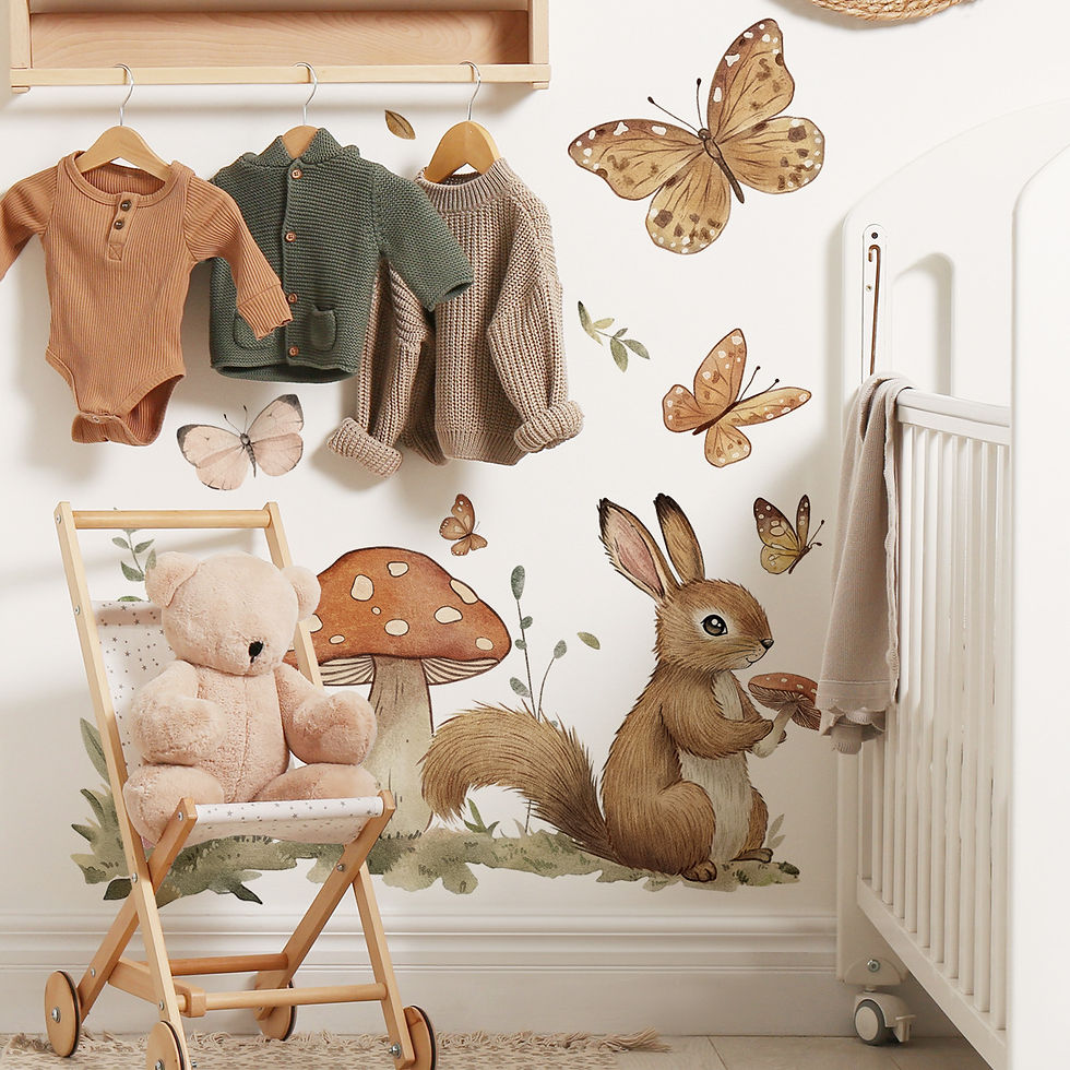 Thumbnail: Cartoon Brown Bear Squirrel Wall Sticker For Children Room Background Decoration