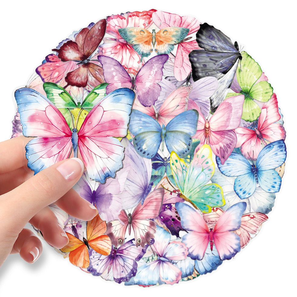 Thumbnail: 50/100PCS Cartoon Transparent PET Colorful Butterfly Stickers Animal Waterproof 