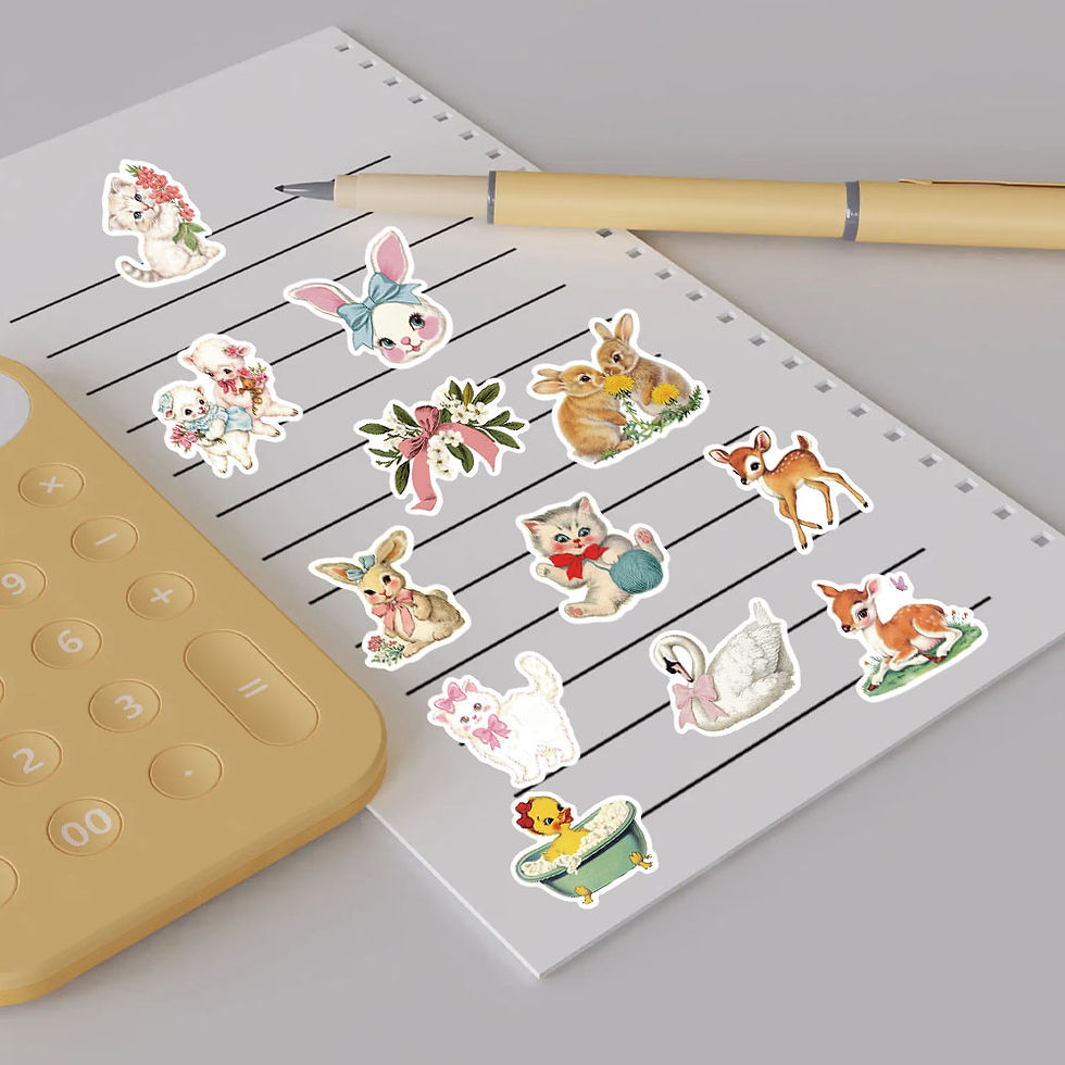 Thumbnail: 50PCS Vintage Animals Clipart Sticker Aesthetic Skateboards DIY Harajuku Laptop 