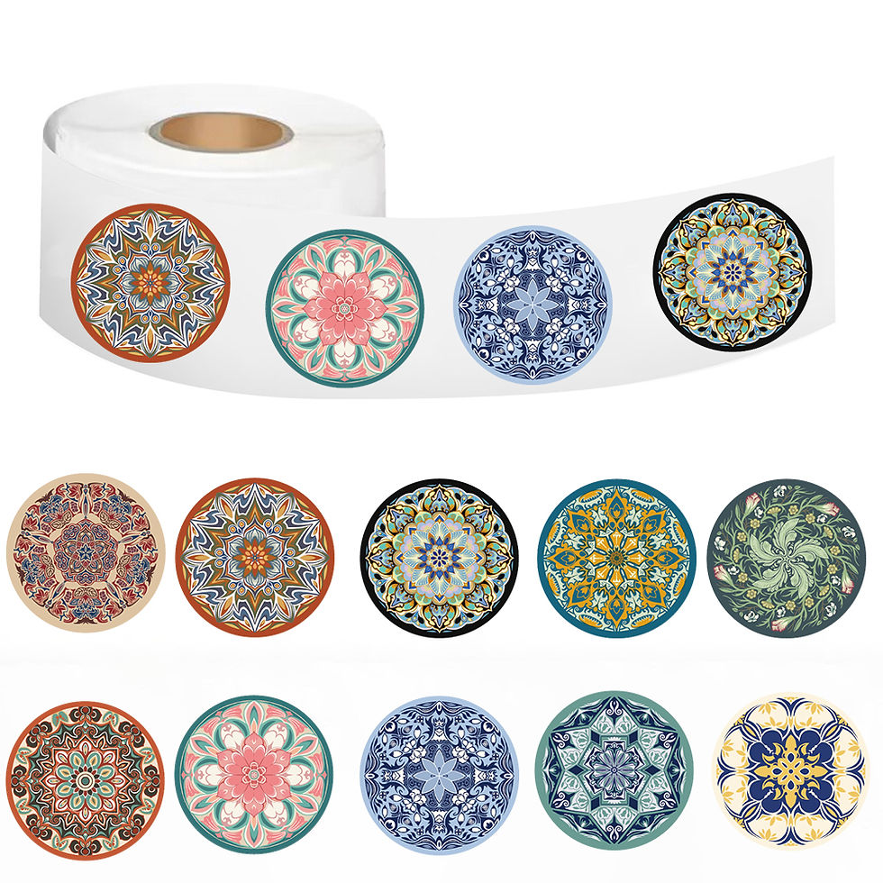 Thumbnail: 500Pcs/Roll Vintage Pattern Print Sticker Notebook Laptop Luggage Coffee Skatebo