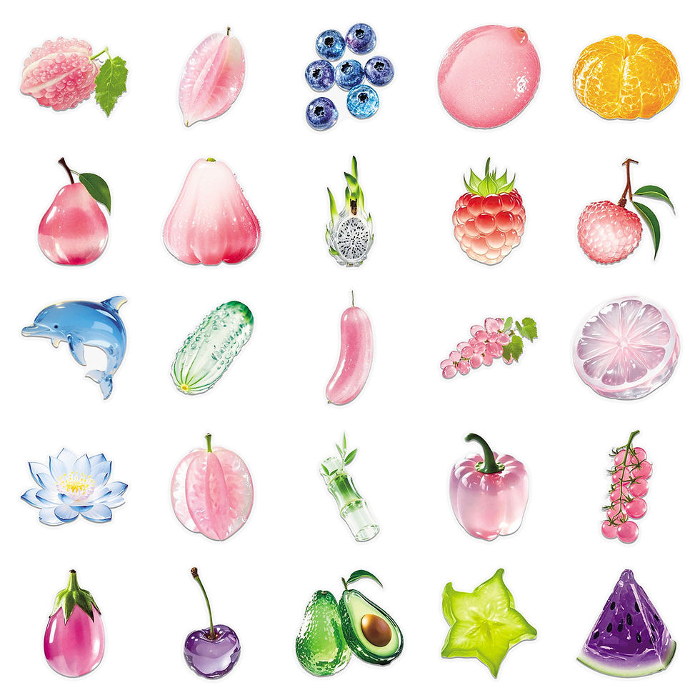 Thumbnail: 50-Piece Sparkling Transparent Stickers Fresh Cute Fruit Rainbow Graffiti Waterp