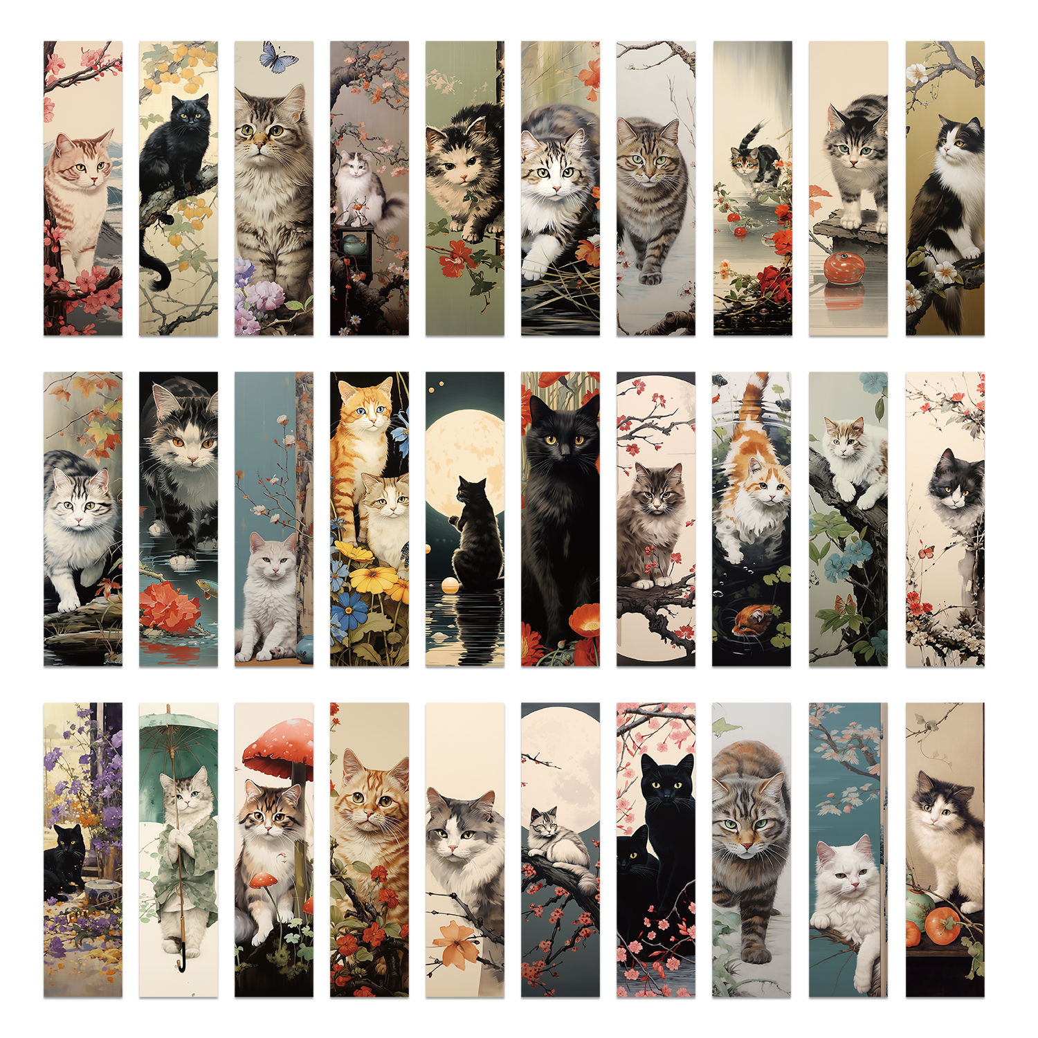 30pcs Japanese Cat Meme Animal Bookmarks Cartoon Cute Reading Pages Book Marking