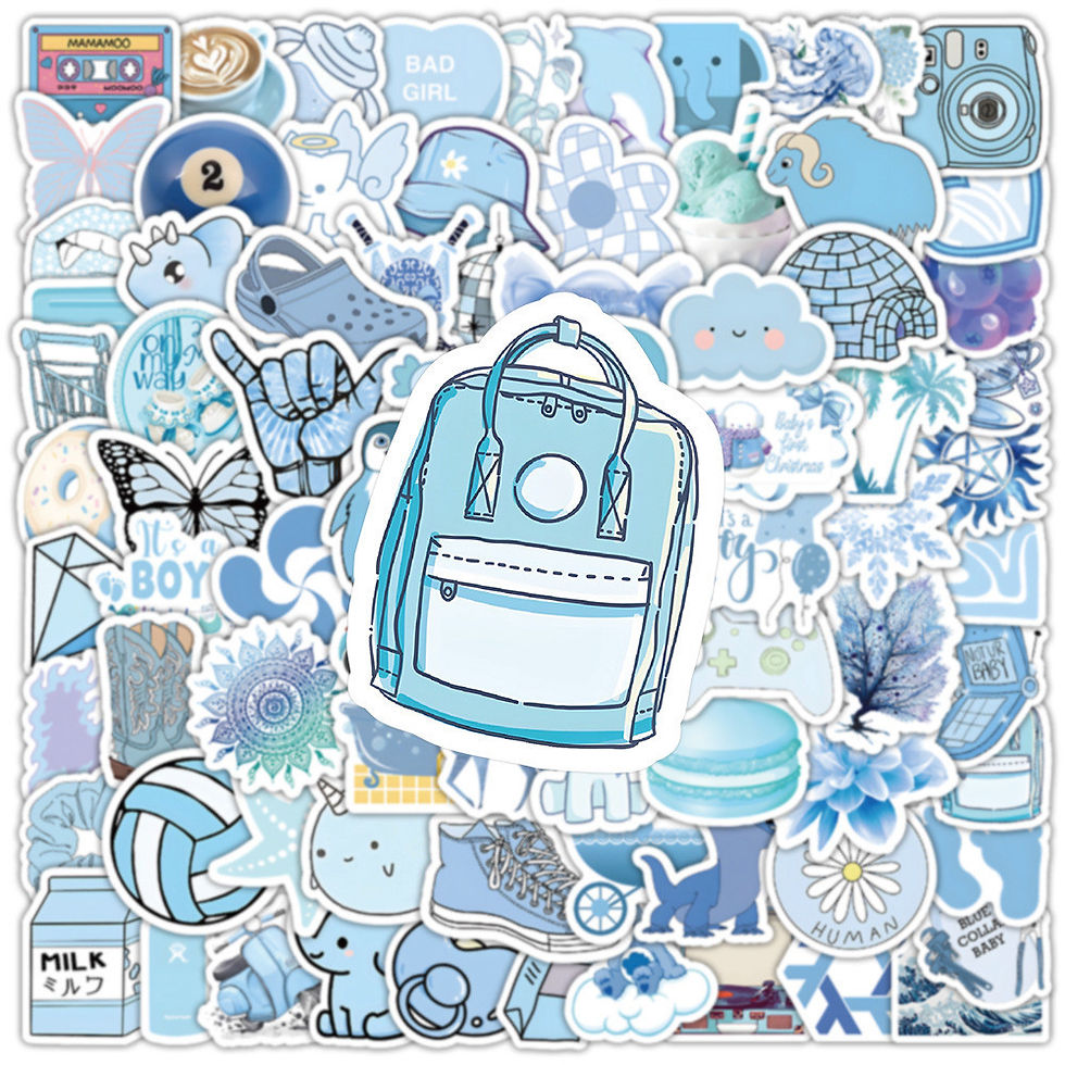 Thumbnail: 100PCS Blue Minimalist Ins Style Waterproof Graffiti Stickers for Helmet Bicycle
