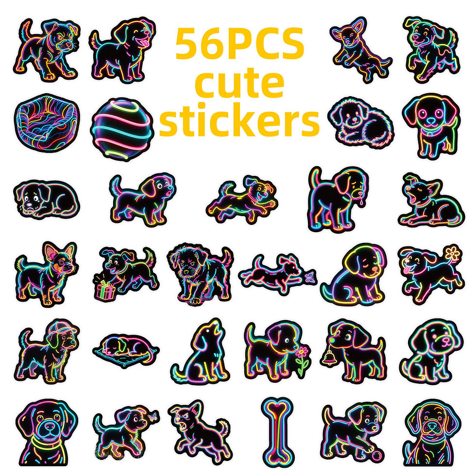 Thumbnail: 56/112PCS Neon Cartoon Dog Graffiti Stickers Creative Colorful Lantern Cartoon D