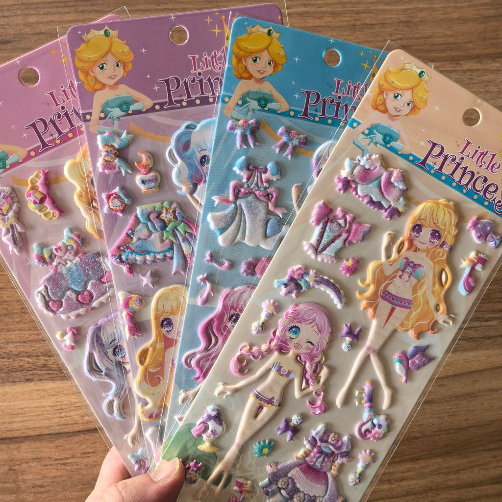 4Sheets Little Princess Dress-Up Stickers Cute Cartoon Princess Decals for DIY C