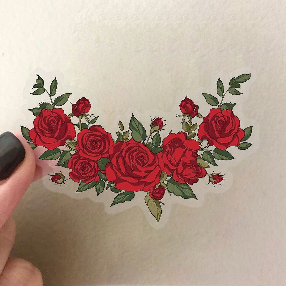 Thumbnail: 50PCS Transparent Vintage Red Rose Sticker Pack Waterproof Clear PET for Scrapbo