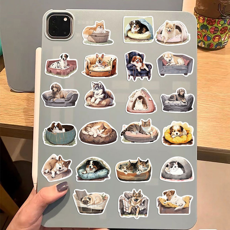Thumbnail: 50-Piece Cute Cozy Cartoon Cat & Dog Graffiti Stickers - DIY Waterproof Decor fo