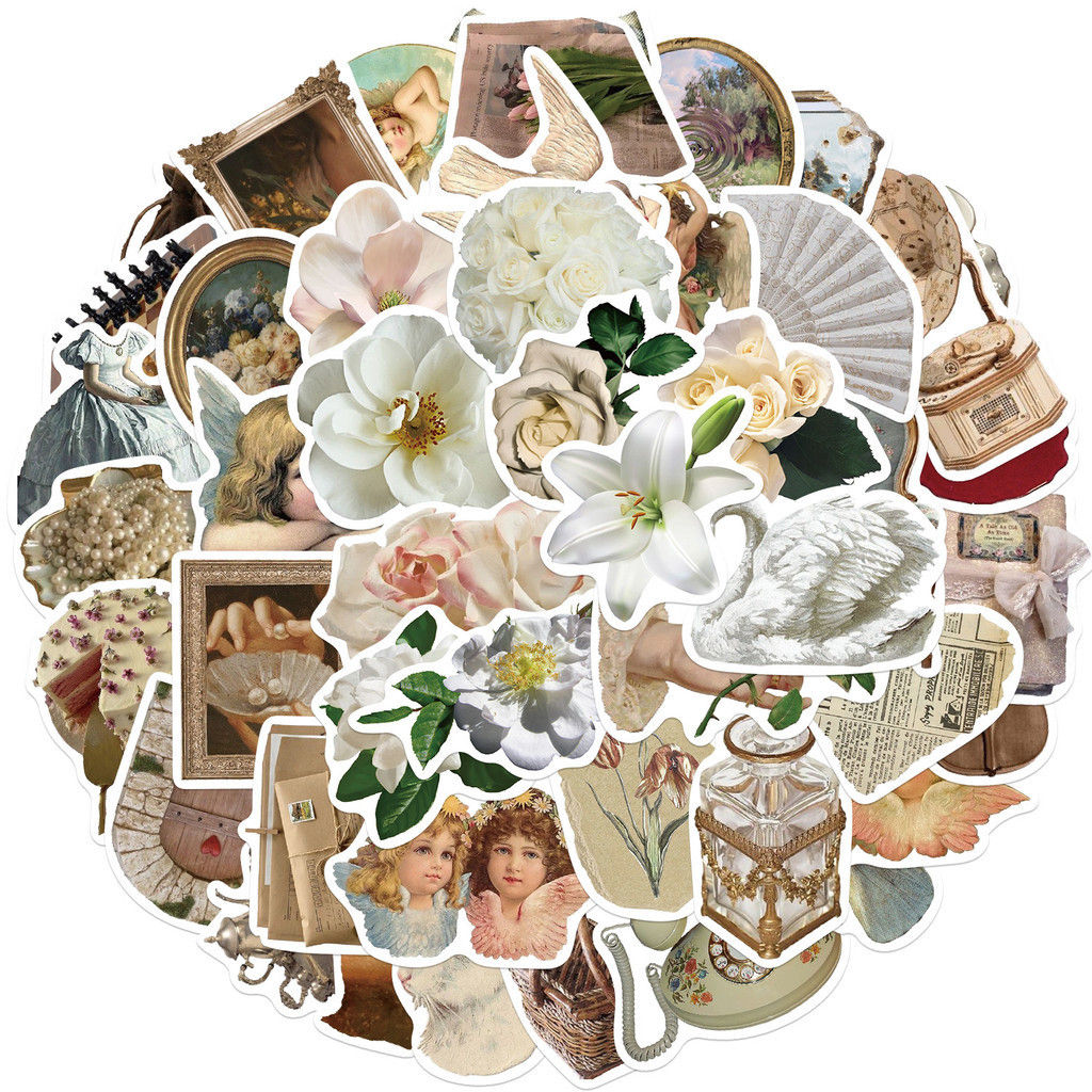 50PCS Retro Style The Renaissance Handbooks Waterproof Graffiti Stickers for Hel