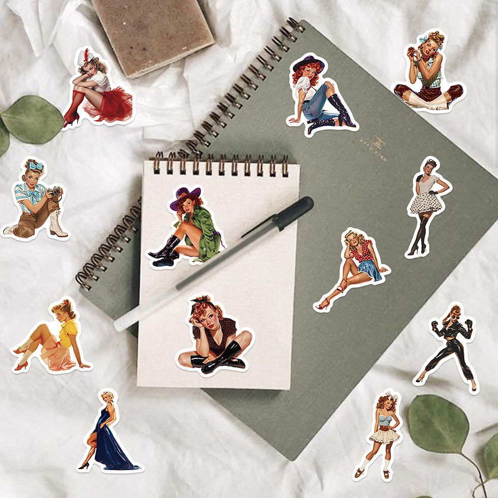 Thumbnail: 60pcs Retro Girl Sticker Collection Vintage Beauty Stickers Waterproof Vinyl Dec