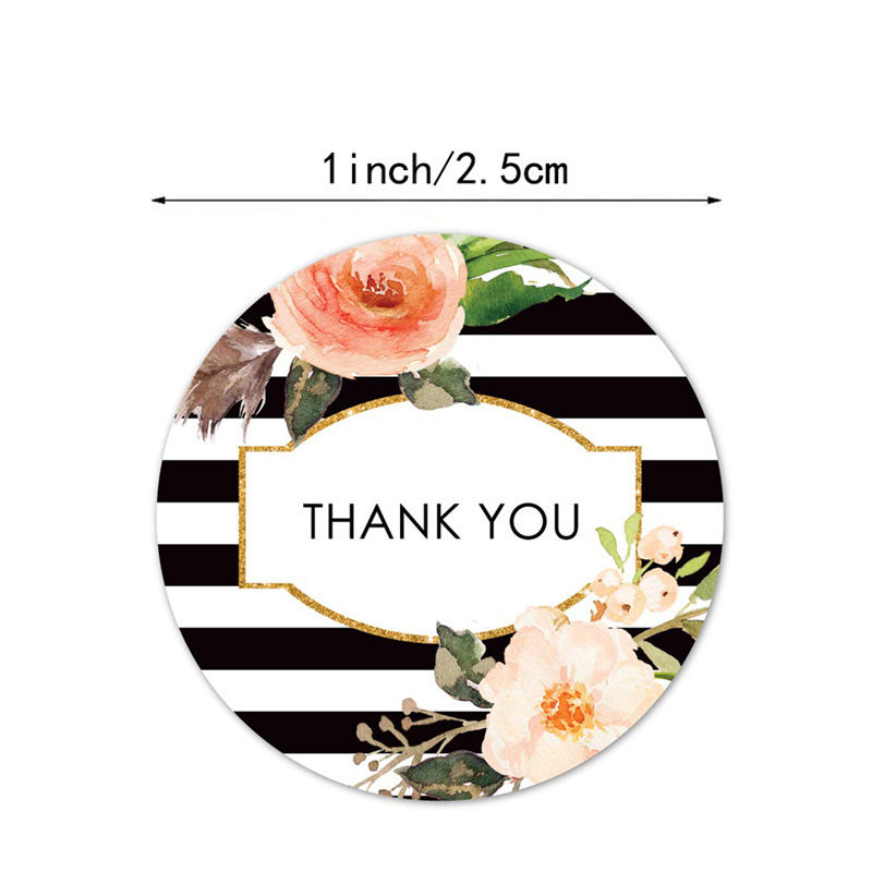 Thumbnail: 500 Pcs round Roll Handmade Flower Stickers Thank You for Your Order Small Local