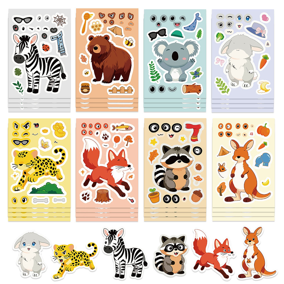 Thumbnail: 8/16/24pcs Squirrel Zebra Fox Animal Puzzle Stickers Cute Cartoon Creative Fun K