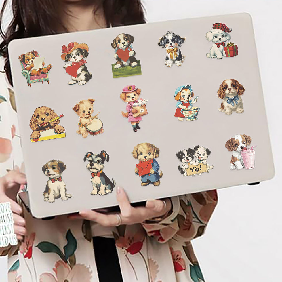 Thumbnail: 50pcs Kawaii Retro Puppy Stickers Funny Animal Sticker PET Suitcase Bike Noteboo