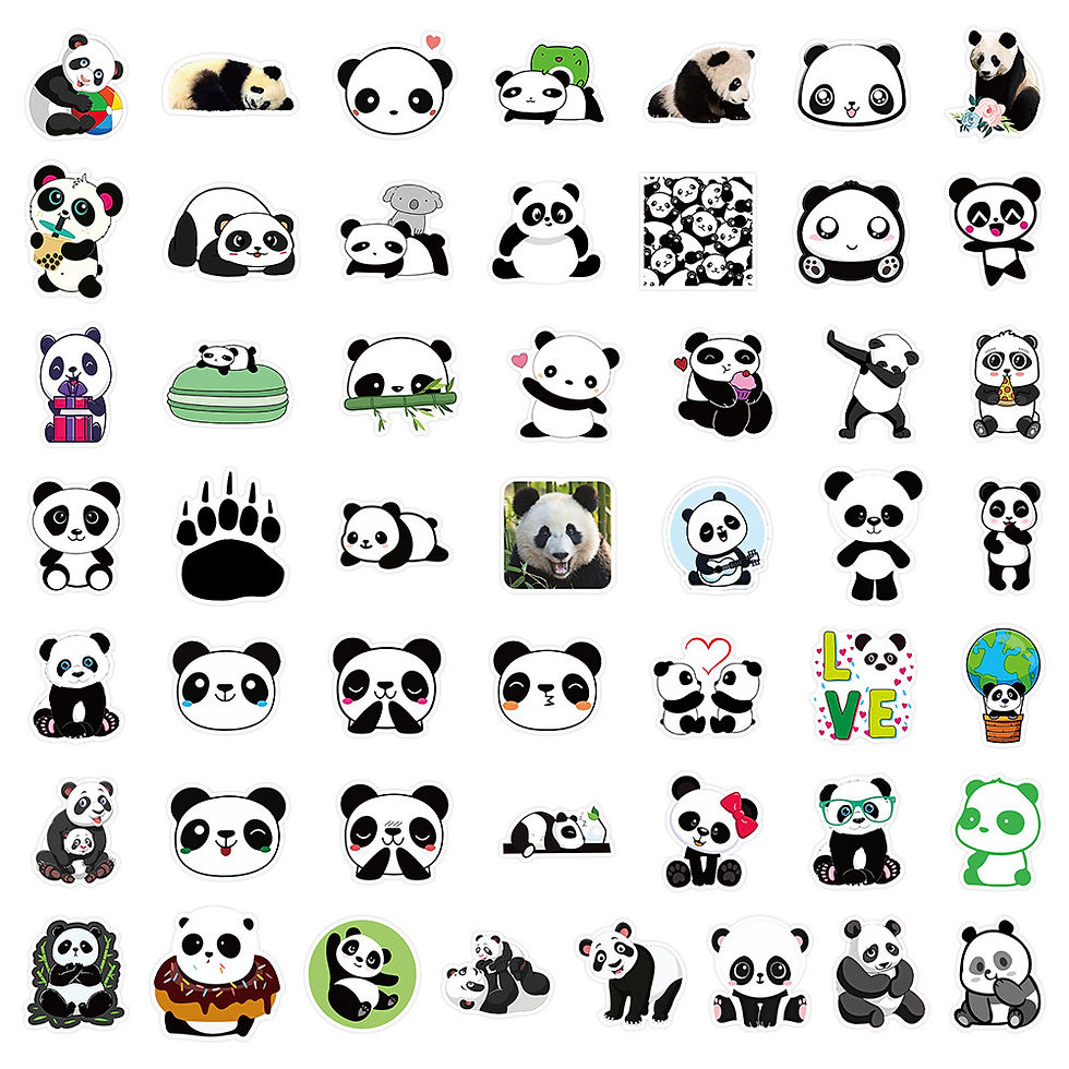 Thumbnail: 50PCS Cute Panda Stickers - Waterproof Vinyl Decals for Water Bottles, Laptops &